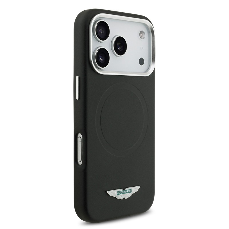Apple iPhone 17 Pro Max Case Aston Martin Original Licensed M-Safe Charging Feature Metal Logo PU Leather Cover - 5