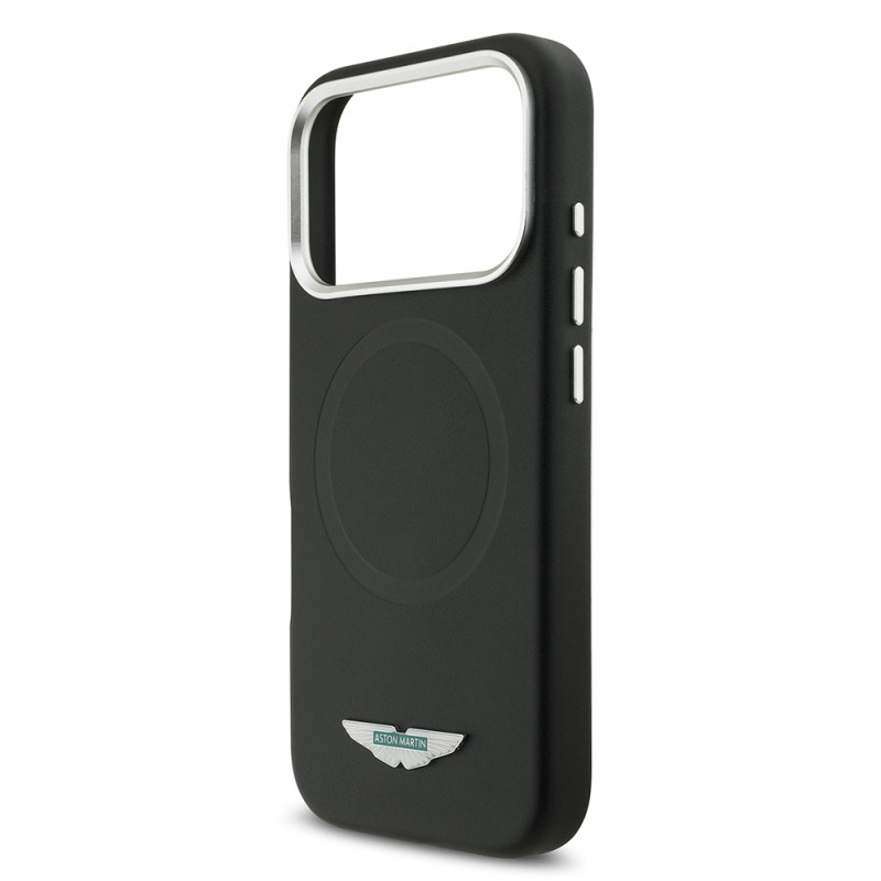 Apple iPhone 17 Pro Max Case Aston Martin Original Licensed M-Safe Charging Feature Metal Logo PU Leather Cover - 7