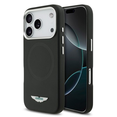 Apple iPhone 17 Pro Max Case Aston Martin Original Licensed M-Safe Charging Feature Metal Logo PU Leather Cover - 2