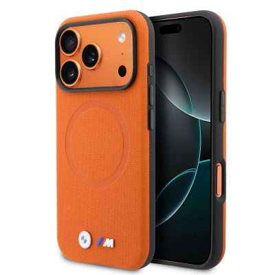 Apple iPhone 17 Pro Max Case, BMW Original Licensed, M-safe Charging Enabled, Ring Design, M Logo, PU Leather Cover - BMW