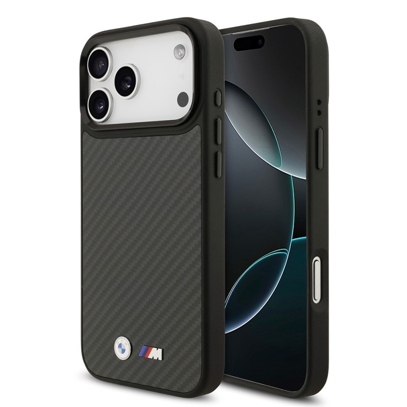 Apple iPhone 17 Pro Max Case BMW Original Licensed M-safe Charging Feature Carbon Fiber Metal Logo Cover - 1