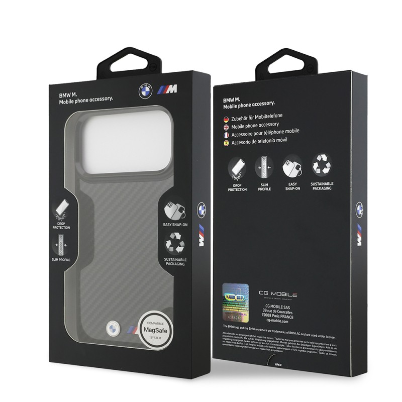 Apple iPhone 17 Pro Max Case BMW Original Licensed M-safe Charging Feature Carbon Fiber Metal Logo Cover - 9