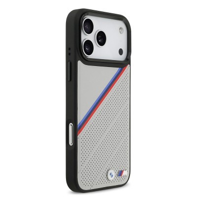 Apple iPhone 17 Pro Max Case BMW Original Licensed M-Safe Charging Feature M Logo Three Stripe Perforated Leather Cover - 12