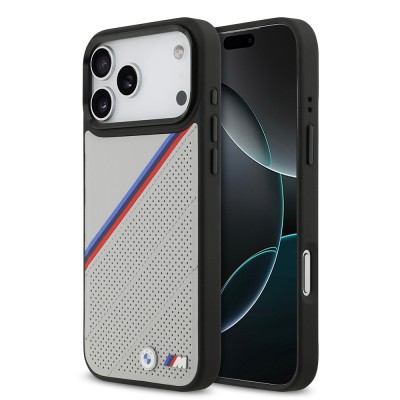 Apple iPhone 17 Pro Max Case BMW Original Licensed M-Safe Charging Feature M Logo Three Stripe Perforated Leather Cover - 3