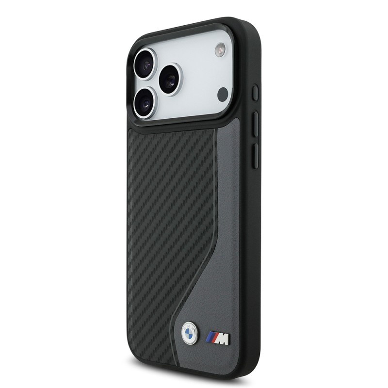 Apple iPhone 17 Pro Max Case BMW Original Licensed M-safe Charging Feature Metal BMW and M Logo PU Carbon Design Cover - 4