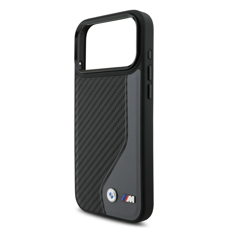Apple iPhone 17 Pro Max Case BMW Original Licensed M-safe Charging Feature Metal BMW and M Logo PU Carbon Design Cover - 8