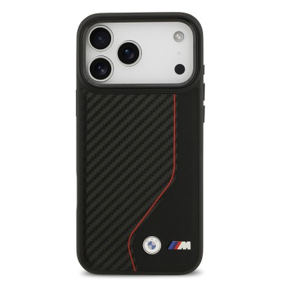Apple iPhone 17 Pro Max Case BMW Original Licensed M-safe Charging Feature Metal BMW and M Logo PU Carbon Design Cover - 11