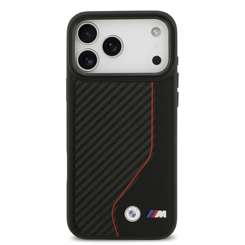 Apple iPhone 17 Pro Max Case BMW Original Licensed M-safe Charging Feature Metal BMW and M Logo PU Carbon Design Cover - 11