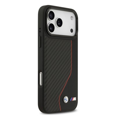 Apple iPhone 17 Pro Max Case BMW Original Licensed M-safe Charging Feature Metal BMW and M Logo PU Carbon Design Cover - 12