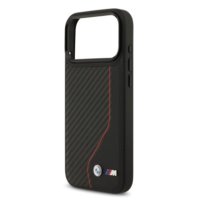 Apple iPhone 17 Pro Max Case BMW Original Licensed M-safe Charging Feature Metal BMW and M Logo PU Carbon Design Cover - 14