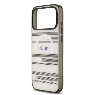 Apple iPhone 17 Pro Max Case BMW Original Licensed M-Safe Charging Feature Metal Camera Button Horizontal Stripe M Design Cover - 9