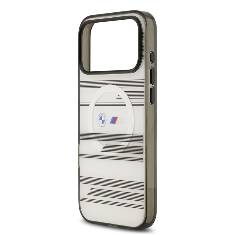 Apple iPhone 17 Pro Max Case BMW Original Licensed M-Safe Charging Feature Metal Camera Button Horizontal Stripe M Design Cover - 9