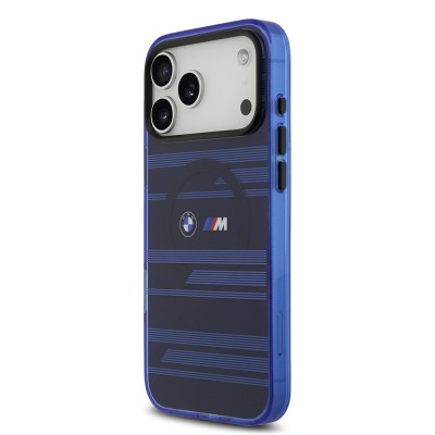 Apple iPhone 17 Pro Max Case BMW Original Licensed M-Safe Charging Feature Metal Camera Button Horizontal Stripe M Design Cover - 12