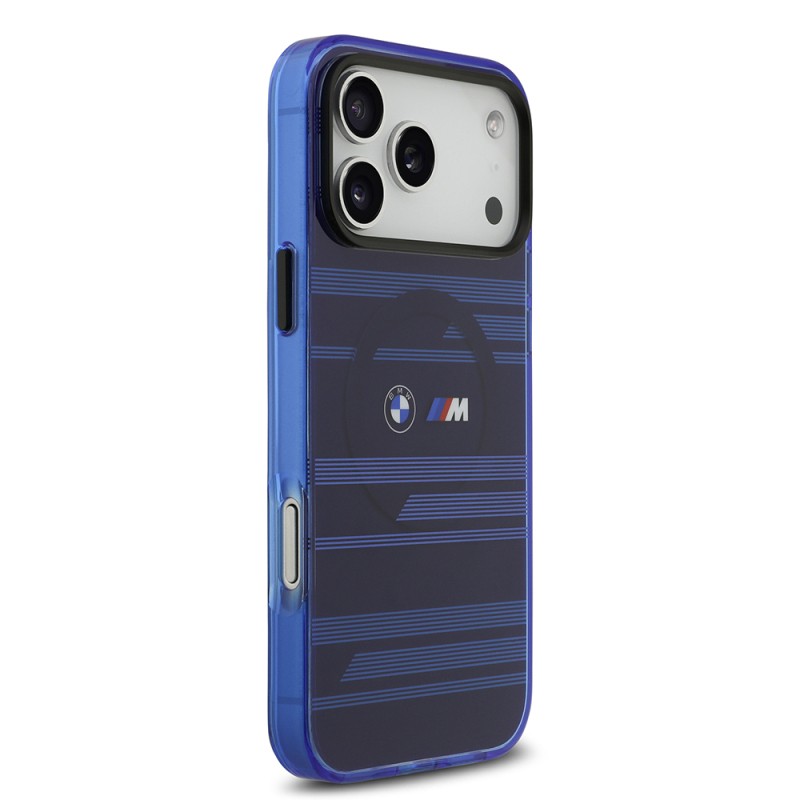 Apple iPhone 17 Pro Max Case BMW Original Licensed M-Safe Charging Feature Metal Camera Button Horizontal Stripe M Design Cover - 14