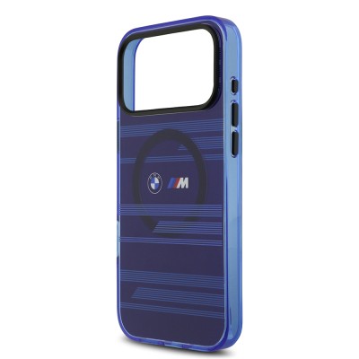 Apple iPhone 17 Pro Max Case BMW Original Licensed M-Safe Charging Feature Metal Camera Button Horizontal Stripe M Design Cover - 16