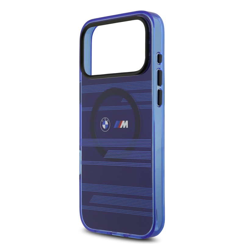 Apple iPhone 17 Pro Max Case BMW Original Licensed M-Safe Charging Feature Metal Camera Button Horizontal Stripe M Design Cover - 16