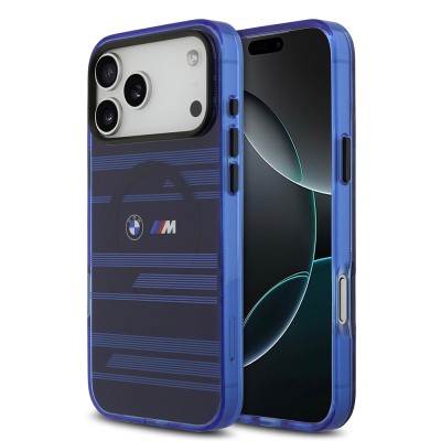 Apple iPhone 17 Pro Max Case BMW Original Licensed M-Safe Charging Feature Metal Camera Button Horizontal Stripe M Design Cover - 3