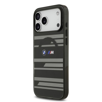 Apple iPhone 17 Pro Max Case BMW Original Licensed M-Safe Charging Feature Metal Camera Button Horizontal Stripe M Design Cover - 19