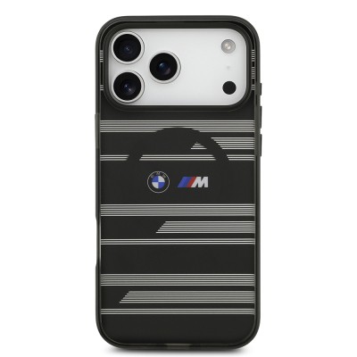 Apple iPhone 17 Pro Max Case BMW Original Licensed M-Safe Charging Feature Metal Camera Button Horizontal Stripe M Design Cover - 20