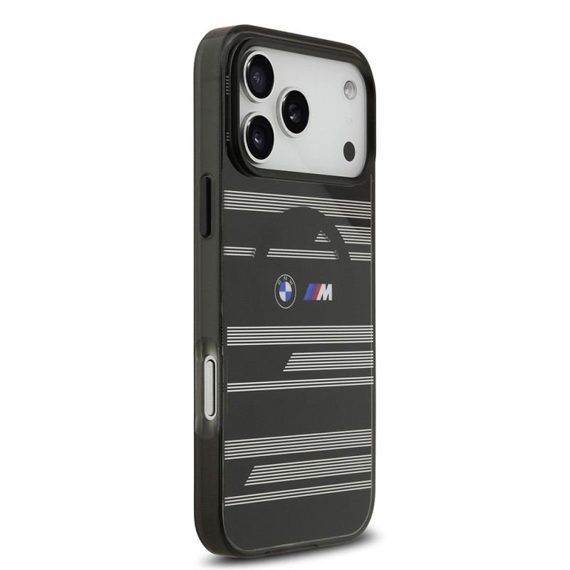 Apple iPhone 17 Pro Max Case BMW Original Licensed M-Safe Charging Feature Metal Camera Button Horizontal Stripe M Design Cover - 21