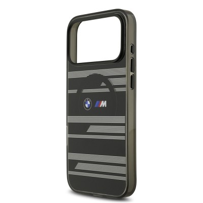 Apple iPhone 17 Pro Max Case BMW Original Licensed M-Safe Charging Feature Metal Camera Button Horizontal Stripe M Design Cover - 23