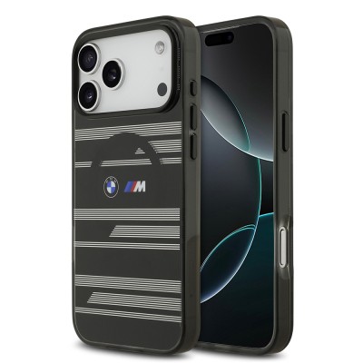 Apple iPhone 17 Pro Max Case BMW Original Licensed M-Safe Charging Feature Metal Camera Button Horizontal Stripe M Design Cover - 4
