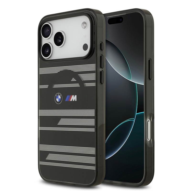 Apple iPhone 17 Pro Max Case BMW Original Licensed M-Safe Charging Feature Metal Camera Button Horizontal Stripe M Design Cover - 4