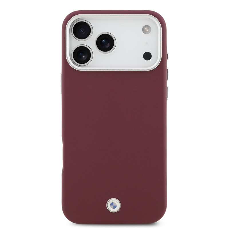 Apple iPhone 17 Pro Max Case BMW Original Licensed M-Safe Charging Feature Metal Logo Full Cover Leather Cover - 7