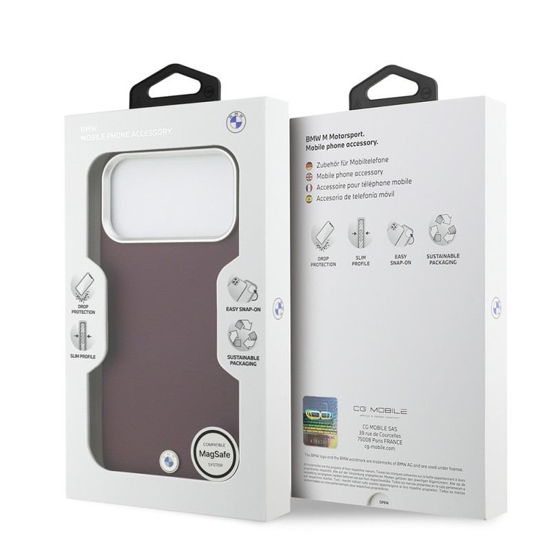 Apple iPhone 17 Pro Max Case BMW Original Licensed M-Safe Charging Feature Metal Logo Full Cover Leather Cover - 30