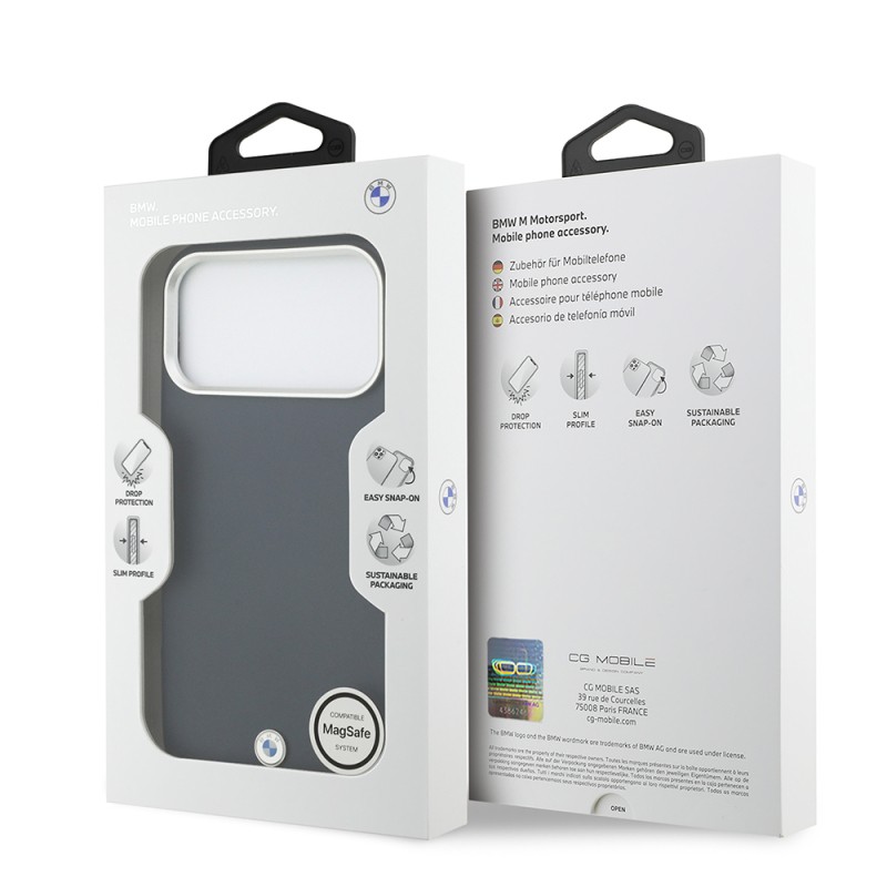 Apple iPhone 17 Pro Max Case BMW Original Licensed M-Safe Charging Feature Metal Logo Full Cover Leather Cover - 31