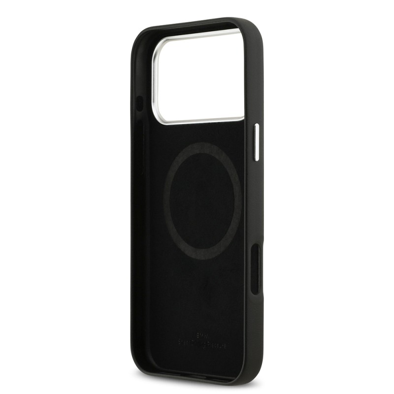 Apple iPhone 17 Pro Max Case BMW Original Licensed M-Safe Charging Feature Metal Logo Full Cover Leather Cover - 29