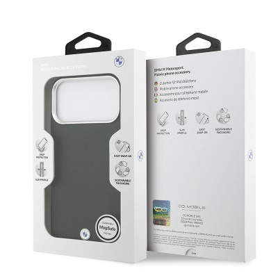 Apple iPhone 17 Pro Max Case BMW Original Licensed M-Safe Charging Feature Metal Logo Full Cover Leather Cover - 33