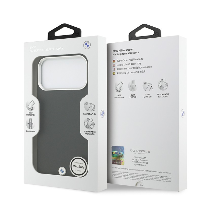 Apple iPhone 17 Pro Max Case BMW Original Licensed M-Safe Charging Feature Metal Logo Full Cover Leather Cover - 33