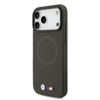 Apple iPhone 17 Pro Max Case BMW Original Licensed M-Safe Charging Feature Metal Logo Perforated M Design Leather Cover - 7