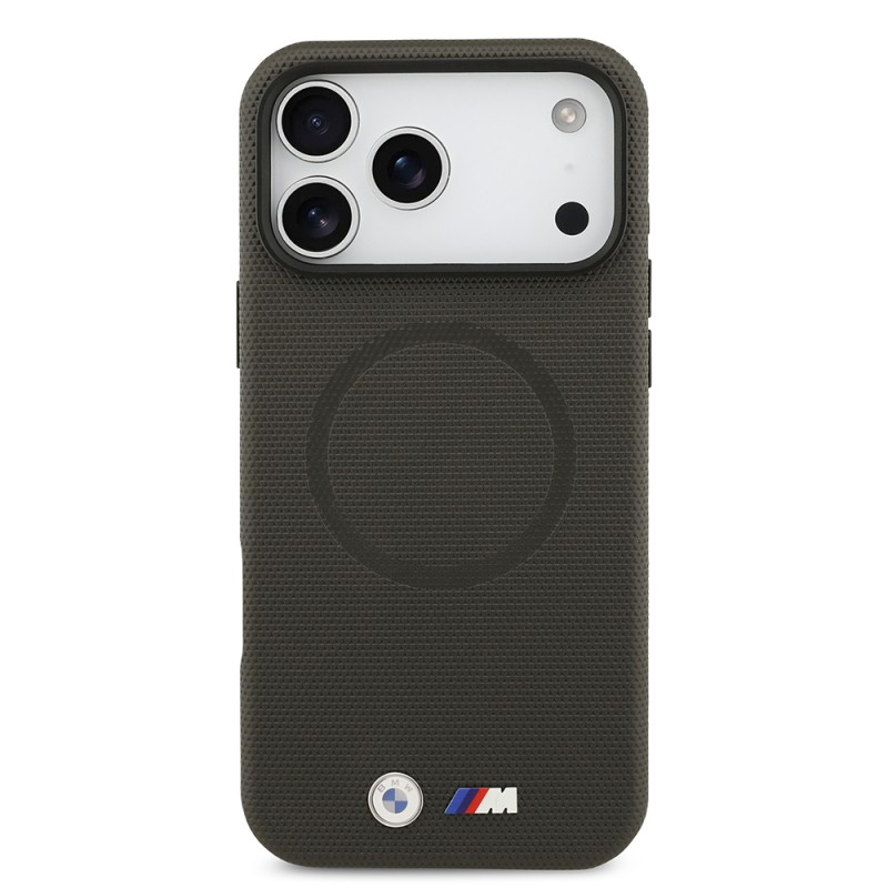 Apple iPhone 17 Pro Max Case BMW Original Licensed M-Safe Charging Feature Metal Logo Perforated M Design Leather Cover - 8