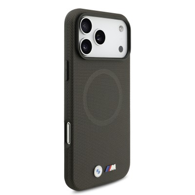 Apple iPhone 17 Pro Max Case BMW Original Licensed M-Safe Charging Feature Metal Logo Perforated M Design Leather Cover - 9
