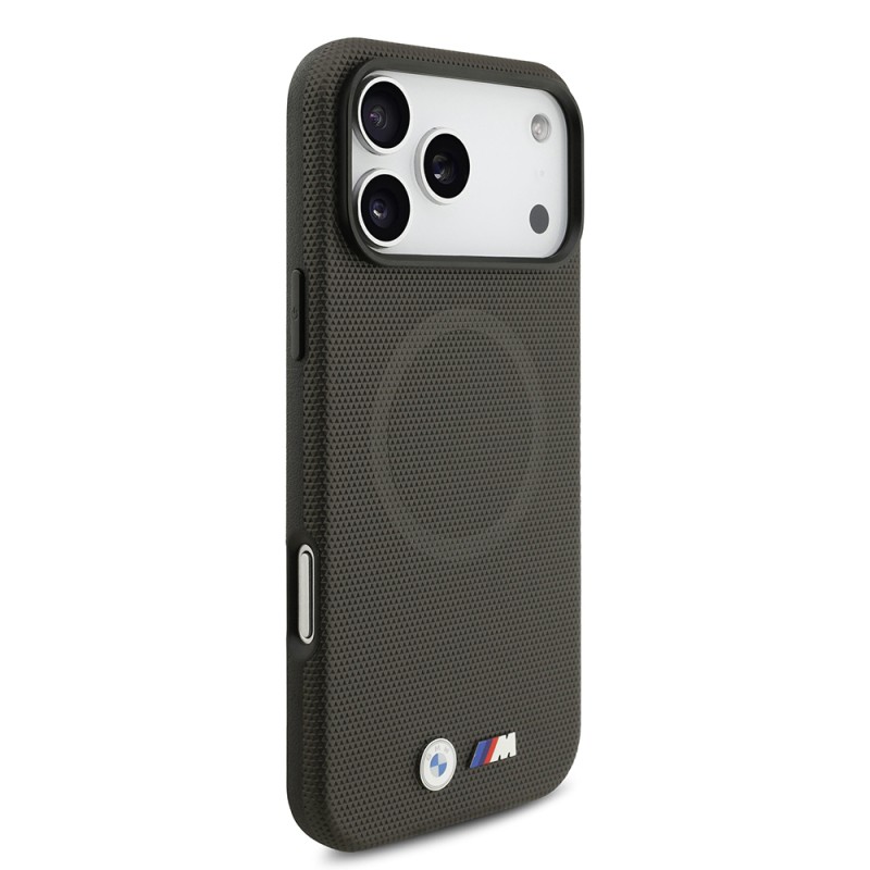 Apple iPhone 17 Pro Max Case BMW Original Licensed M-Safe Charging Feature Metal Logo Perforated M Design Leather Cover - 9