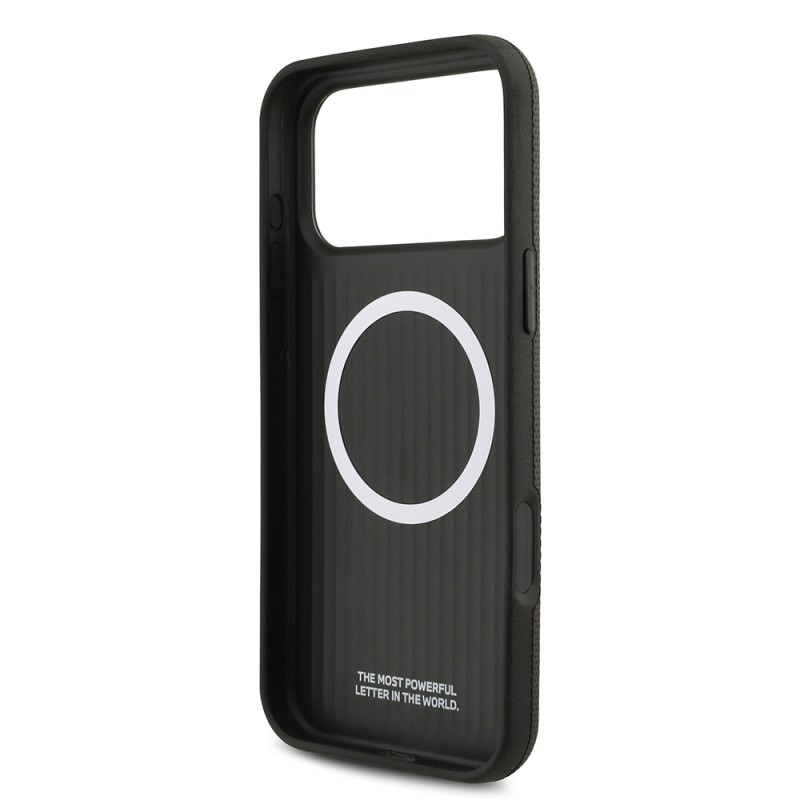 Apple iPhone 17 Pro Max Case BMW Original Licensed M-Safe Charging Feature Metal Logo Perforated M Design Leather Cover - 12