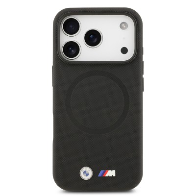 Apple iPhone 17 Pro Max Case BMW Original Licensed M-Safe Charging Feature Metal Logo Perforated M Design Leather Cover - 14