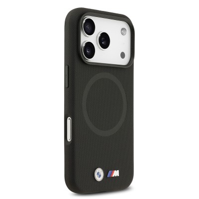Apple iPhone 17 Pro Max Case BMW Original Licensed M-Safe Charging Feature Metal Logo Perforated M Design Leather Cover - 15