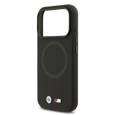 Apple iPhone 17 Pro Max Case BMW Original Licensed M-Safe Charging Feature Metal Logo Perforated M Design Leather Cover - 17