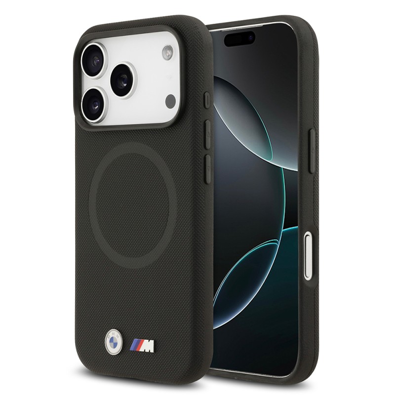 Apple iPhone 17 Pro Max Case BMW Original Licensed M-Safe Charging Feature Metal Logo Perforated M Design Leather Cover - 3