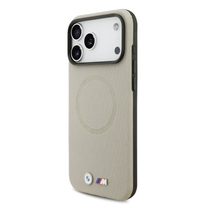 Apple iPhone 17 Pro Max Case BMW Original Licensed M-Safe Charging Feature Metal Logo Perforated M Design Leather Cover - 19