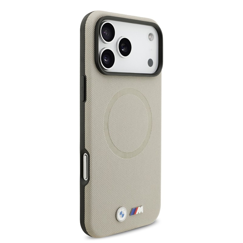 Apple iPhone 17 Pro Max Case BMW Original Licensed M-Safe Charging Feature Metal Logo Perforated M Design Leather Cover - 21