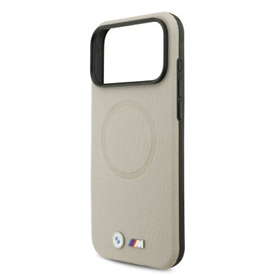 Apple iPhone 17 Pro Max Case BMW Original Licensed M-Safe Charging Feature Metal Logo Perforated M Design Leather Cover - 23