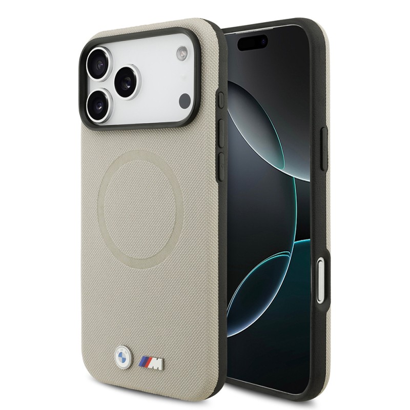 Apple iPhone 17 Pro Max Case BMW Original Licensed M-Safe Charging Feature Metal Logo Perforated M Design Leather Cover - 4