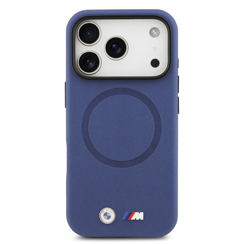 Apple iPhone 17 Pro Max Case BMW Original Licensed M-Safe Charging Feature Metal Logo Perforated M Design Leather Cover - 26