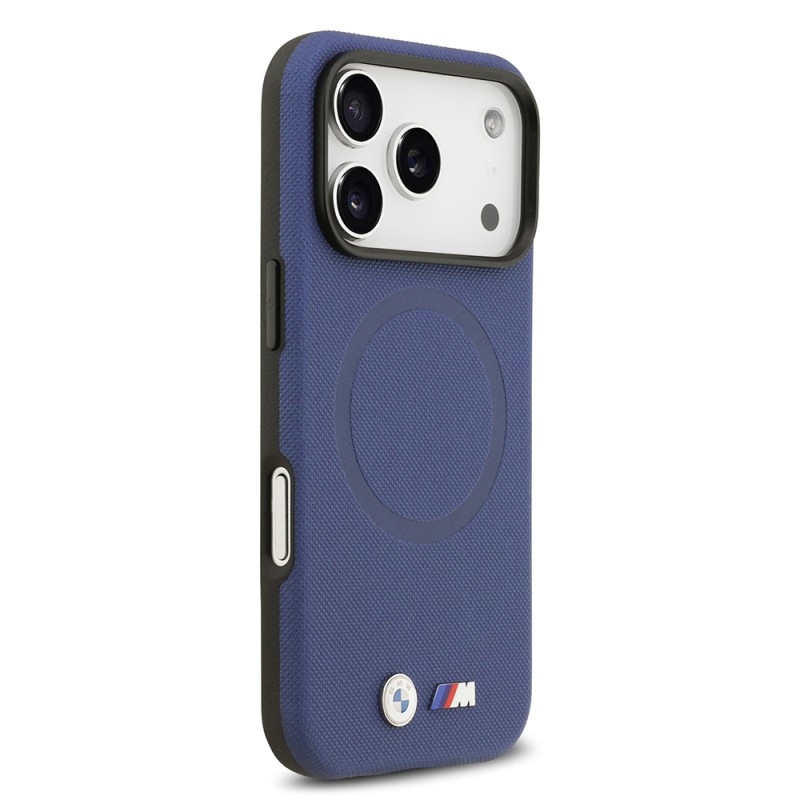 Apple iPhone 17 Pro Max Case BMW Original Licensed M-Safe Charging Feature Metal Logo Perforated M Design Leather Cover - 27