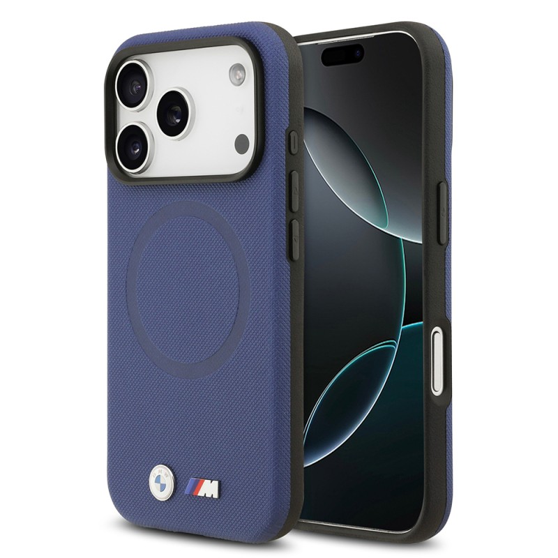Apple iPhone 17 Pro Max Case BMW Original Licensed M-Safe Charging Feature Metal Logo Perforated M Design Leather Cover - 5