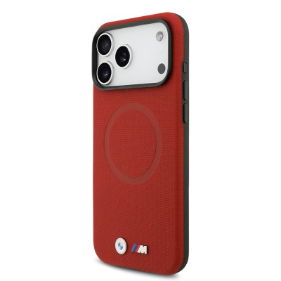 Apple iPhone 17 Pro Max Case BMW Original Licensed M-Safe Charging Feature Metal Logo Perforated M Design Leather Cover - 31